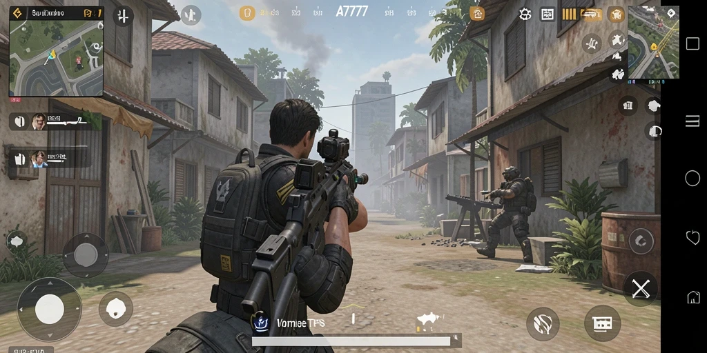 Screenshot dari gameplay A7777 menunjukkan aksi menegangkan dalam pertarungan.