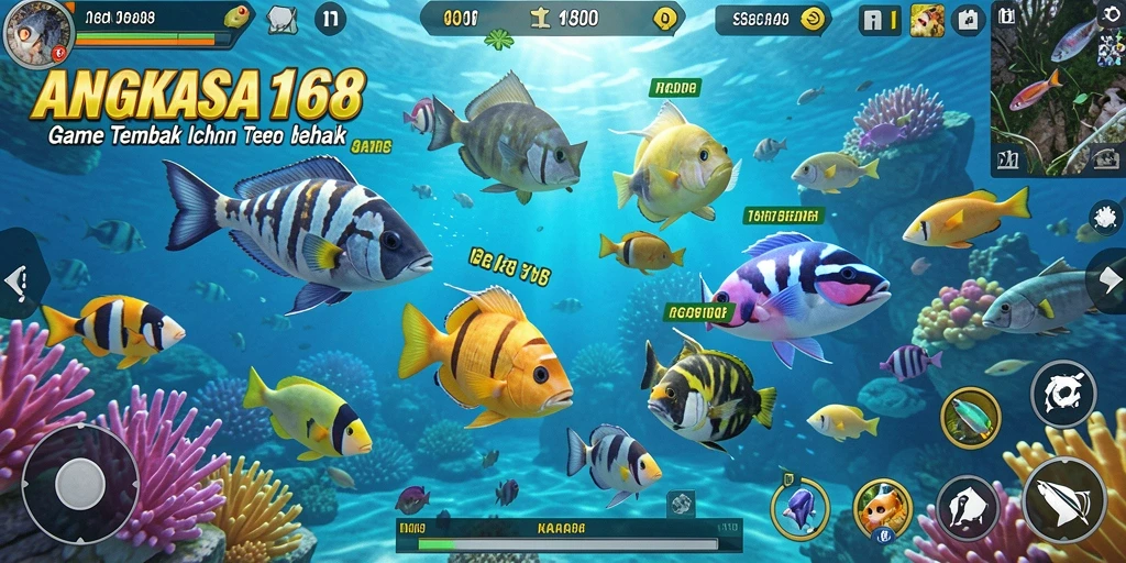 Tangkapan layar gameplay seru dari ANGKASA168 yang menunjukkan aksi Tembak Ikan.