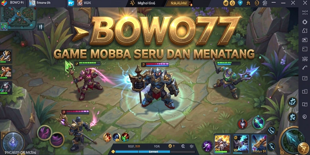 Gameplay seru di BOWO77 dengan aksi pertempuran MOBA yang mendebarkan.