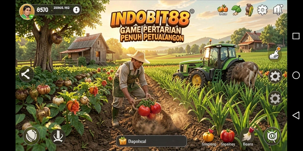 Tangkapan layar menarik dari gameplay INDOBIT88 dengan nuansa pertanian yang indah.
