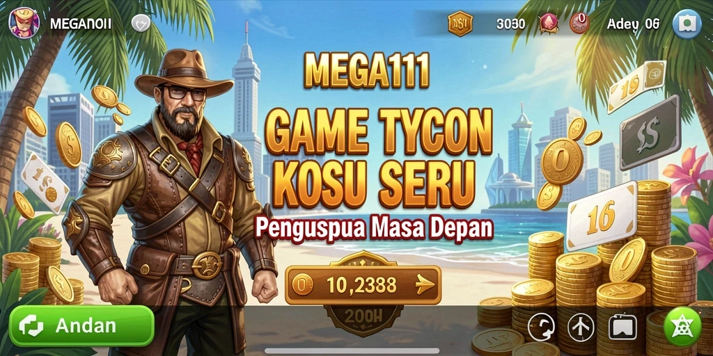 Tampilan gameplay MEGA111 yang penuh strategi Tycoon.
