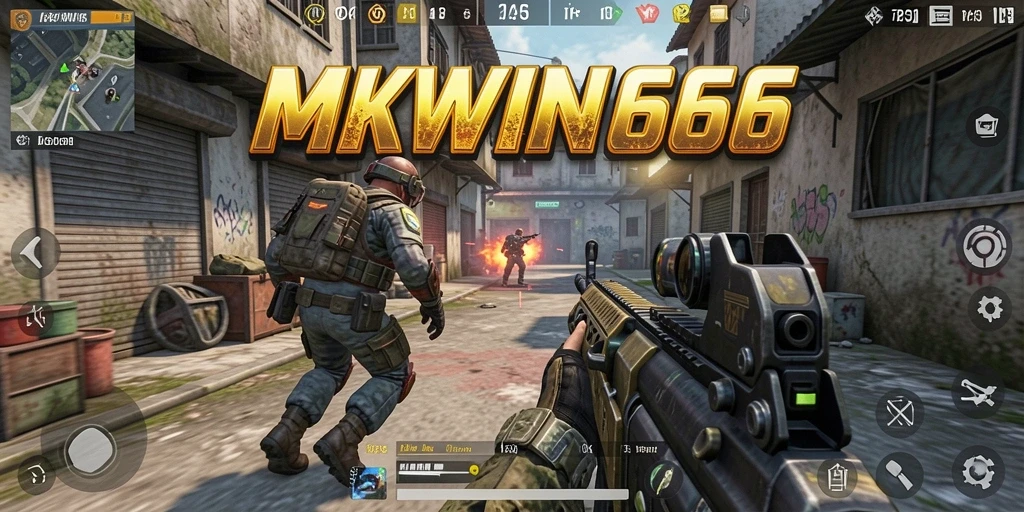 Screenshot gameplay MKWIN666 yang menampilkan aksi menegangkan di medan pertempuran.