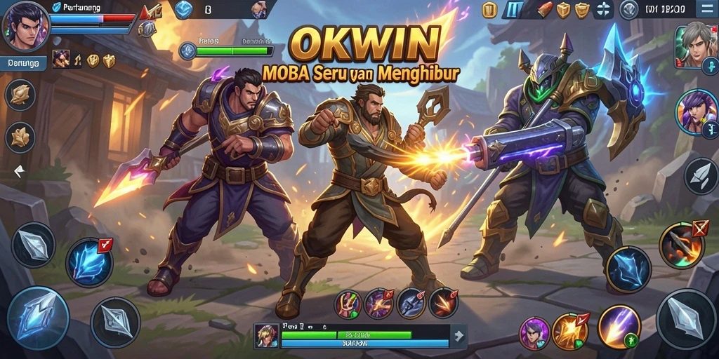 Moment seru di arena pertarungan MOBA OKWIN.
