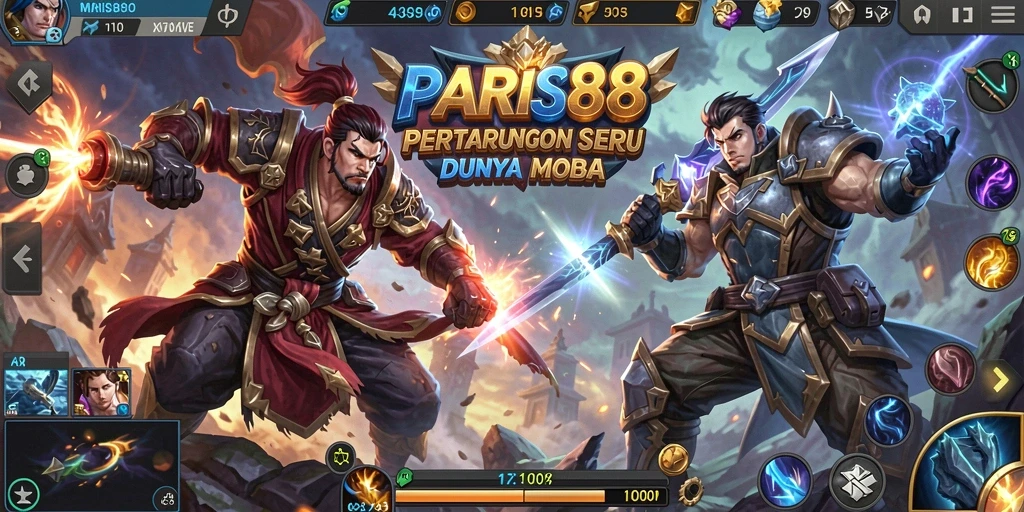 Screenshot gameplay PARIS88 dengan aksi seru di arena MOBA.