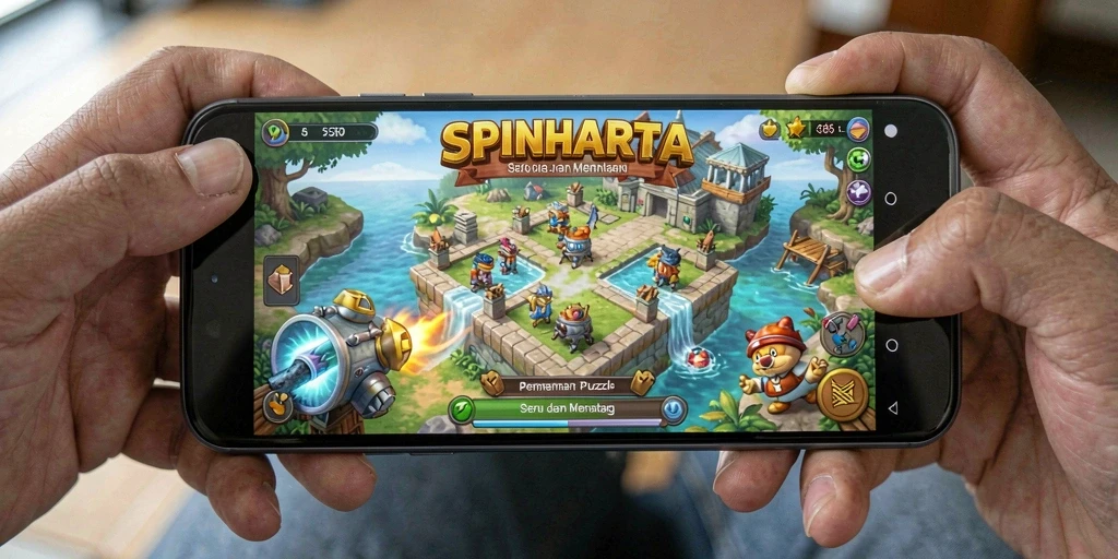 Tangkapan layar SPINHARTA menunjukkan gameplay menarik dan tantangan puzzle yang mengasyikan.