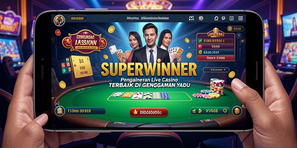 Tampilan menarik dari gameplay Live Casino SUPERWINNER yang seru.