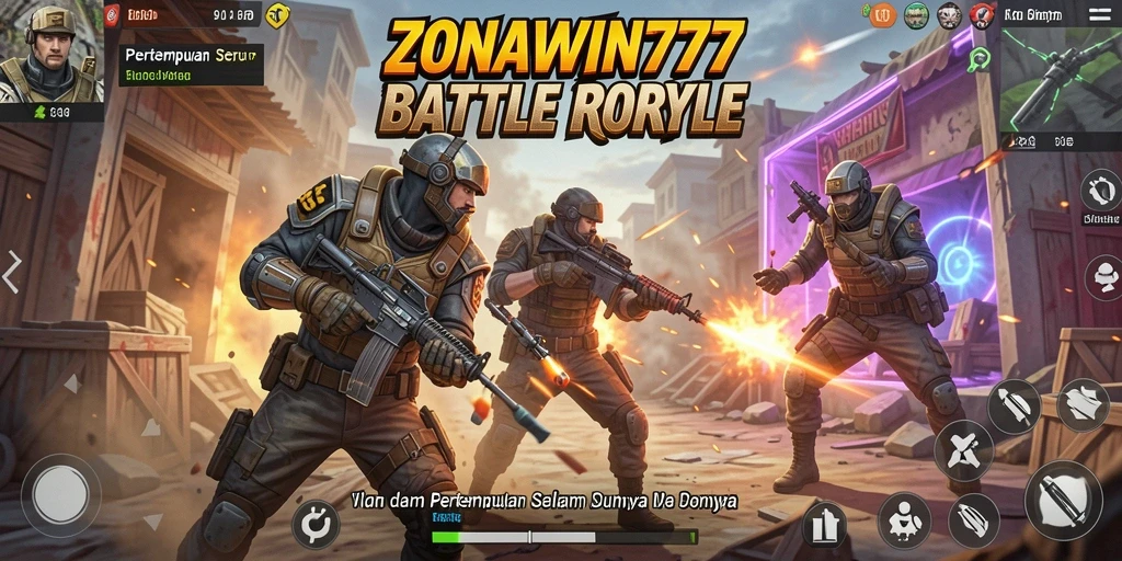 Tangkapan layar ZONAWIN777 menunjukkan aksi mendebarkan dalam pertempuran Battle Royale.
